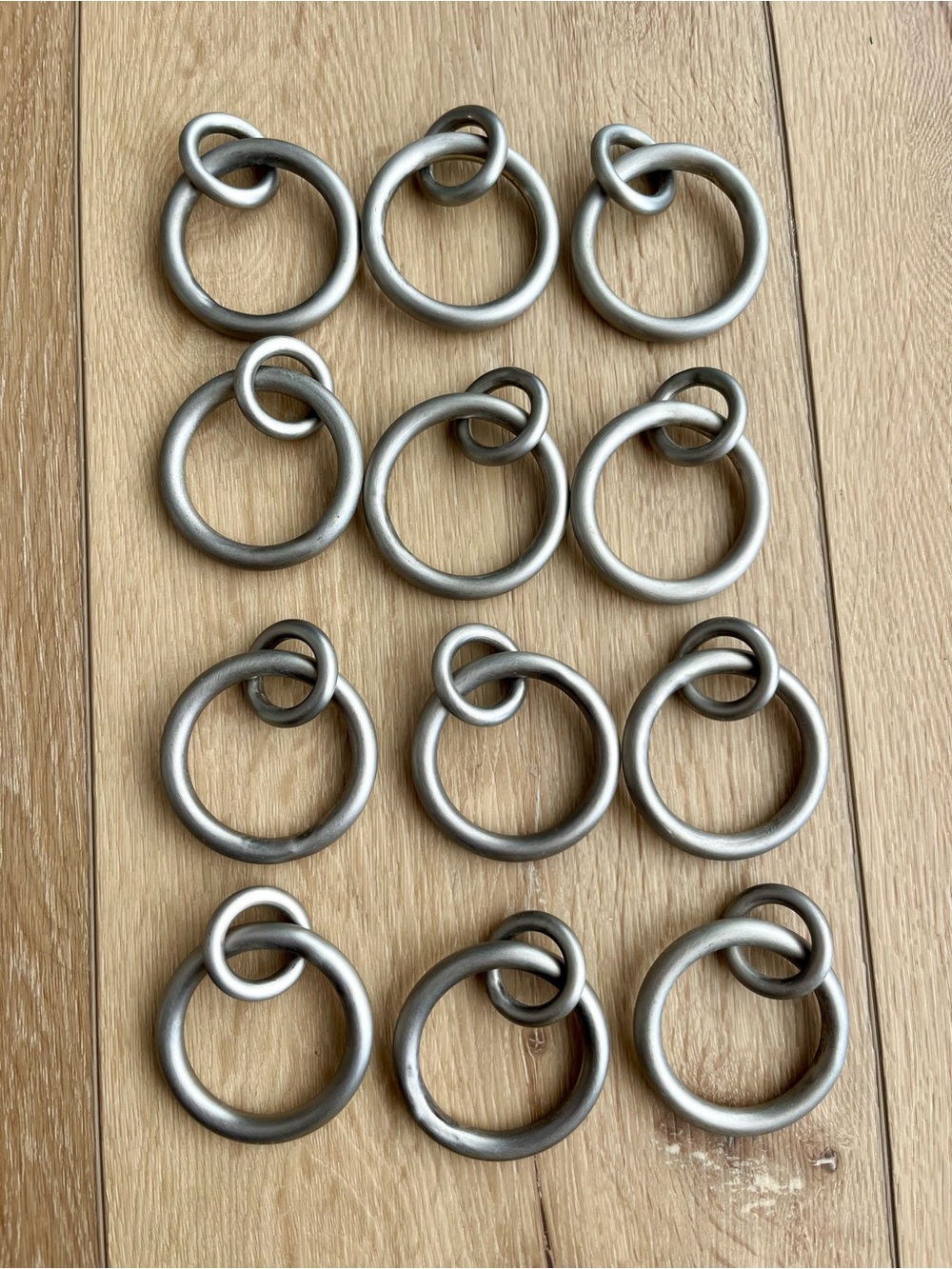 Pottery Barn 2.5” Heavy Duty Solid Metal Double Curtain Rings Pewter Set of 12